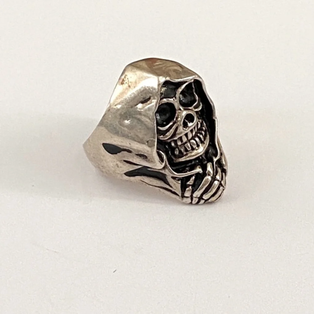 925 Silver hoodie skull ring